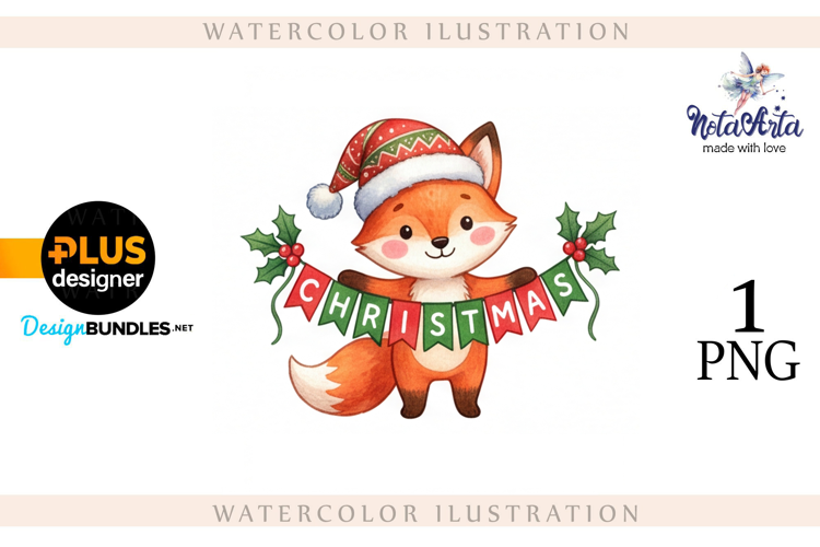 Illustration of a cute Christmas fox