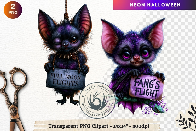 Neon Halloween Character Clipart Spooky Kawaii