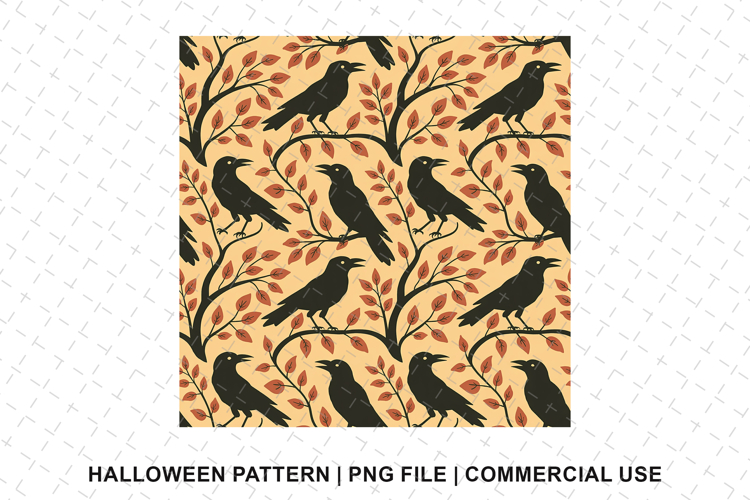 Halloween Crow Pattern Png | Sublimation | Digital Paper