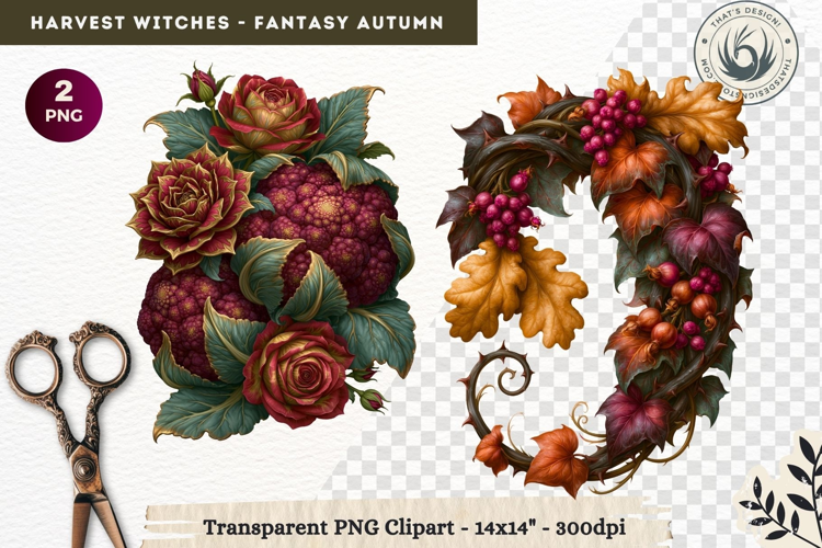 Harvest Witch Clipart Autumn Cottagecore Apothecary PNG RPG