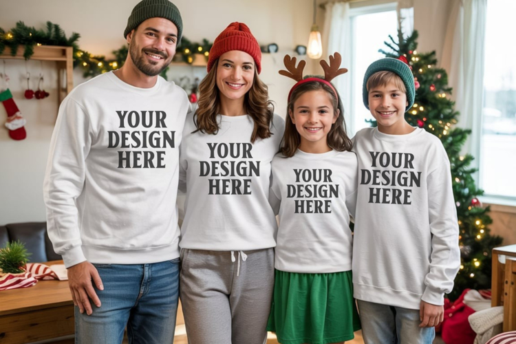 Christmas Family Matching T-Shirt Mockups | Holiday Group