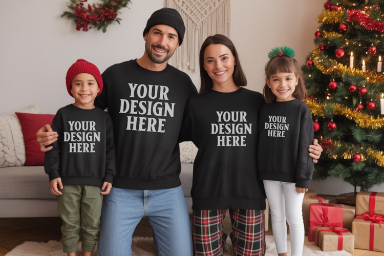 Christmas Family Matching T-Shirt Mockups | Holiday Group