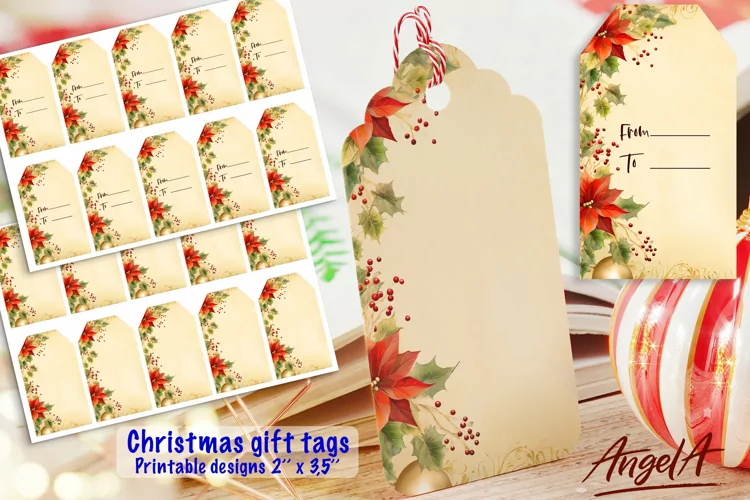 Retro Christmas printable gift tags, retro old paper texture