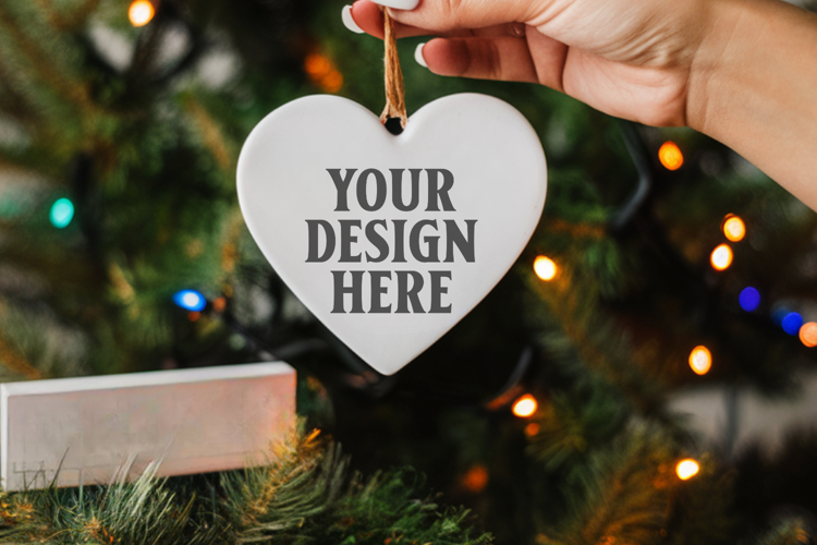 Holiday Love Heart Ornament Mockups | Romantic Christmas Tre