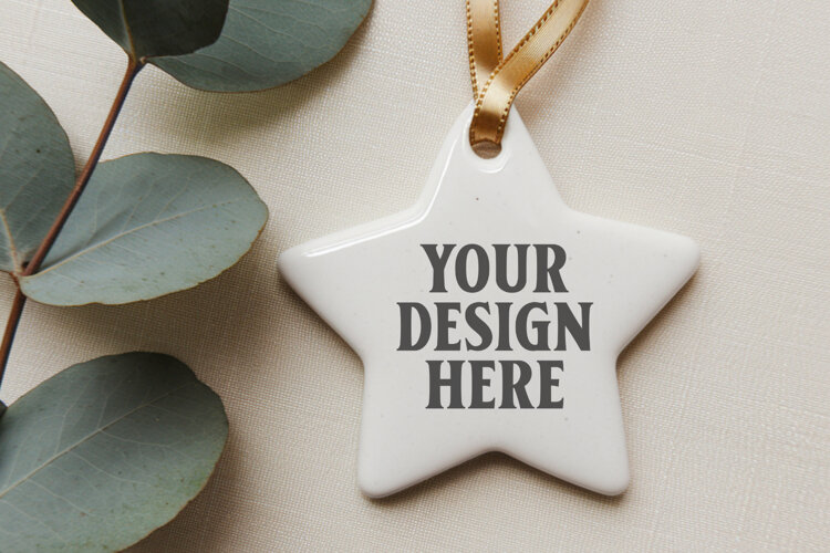 Christmas Star Ceramic Ornaments Mockup example image 1