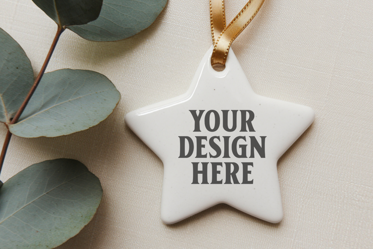 Christmas Star Ceramic Ornaments Mockup