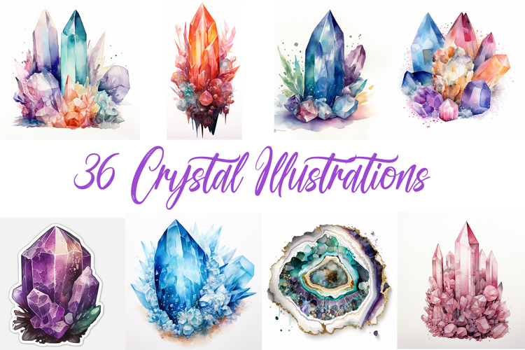 36 Crystal Illustration Design Collection Mystical JPG