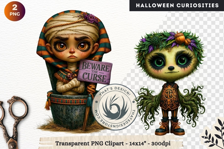 Surreal Halloween Character Cliparts Spooky Curiosities