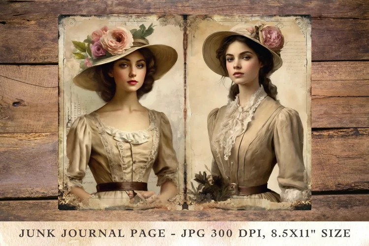 Printable Junk Journal Pages victorian woman girl 36