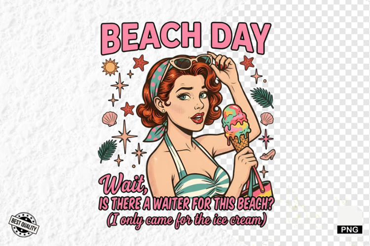 Funny Vintage Summer Beach Girl Clipart