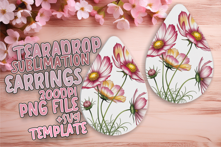 Elegant Teardrop Earrings Design PNG , Flowers