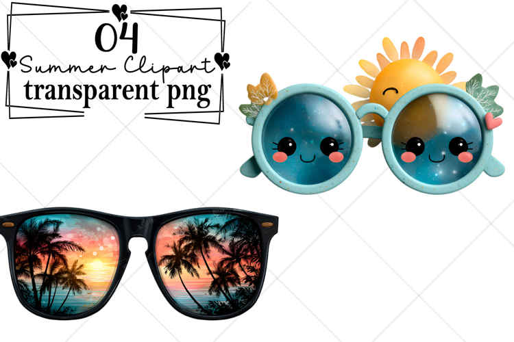 Whimsical Summer Clipart Watercolor PNG example image 1