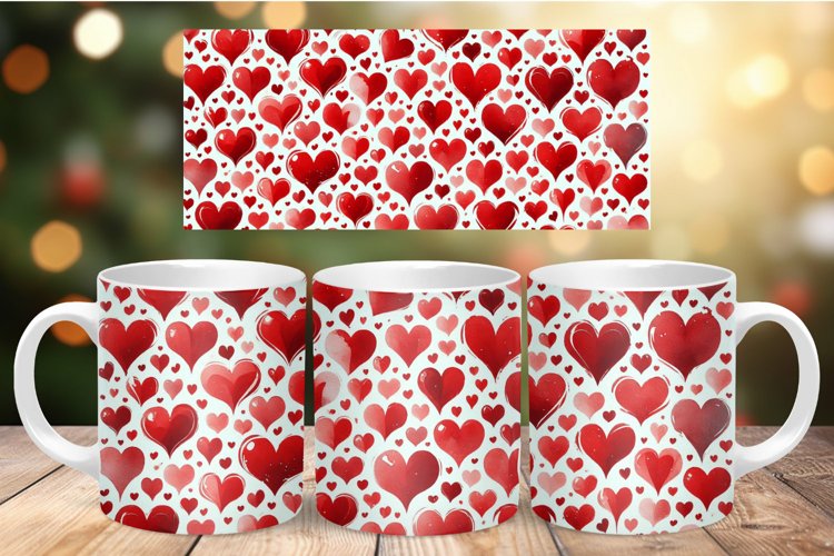 Valentine Mug Wrap Sublimation - heart pattern