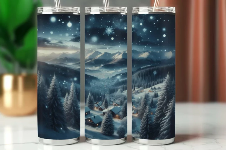 Tumbler Wrap 20 oz - christmas village