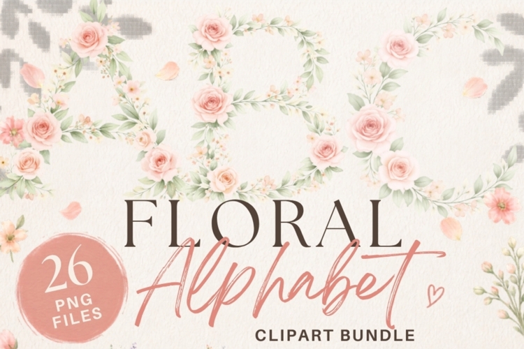Floral Alphabet PNG Bundle | 26 Watercolor Flower Letters