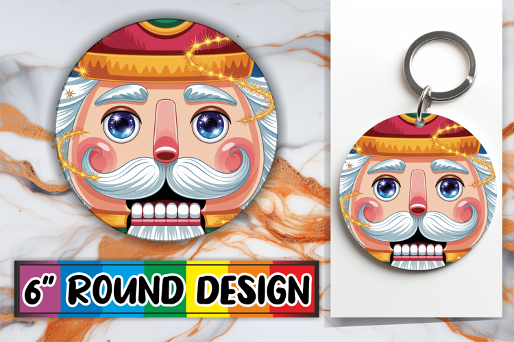 Playful Circle Keychain Sublimation, Cute Christmas
