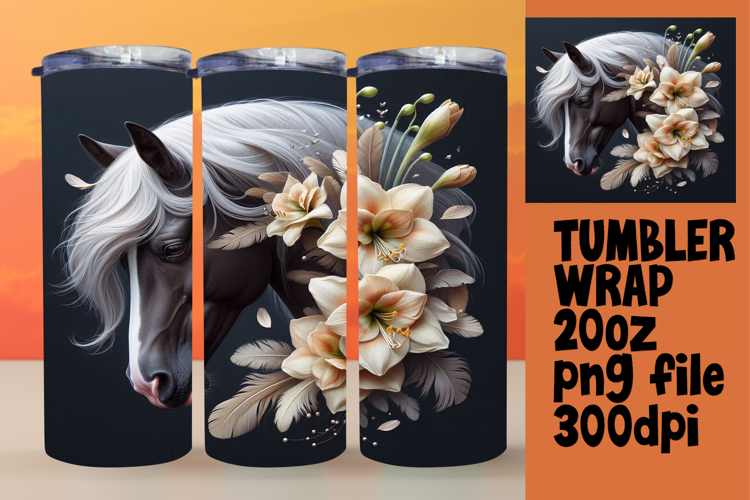 VIBRANT 20oz Gift Tumbler Design , Horse