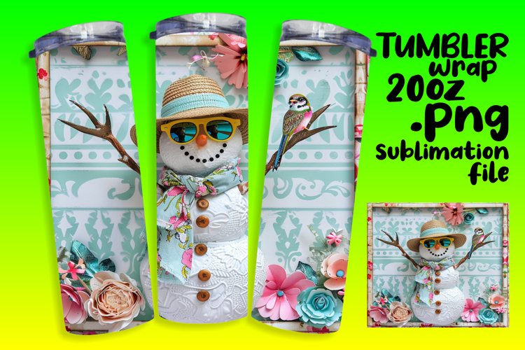 Winter Holiday Snowman Tumbler Wrap 20oz Seasonal Magic