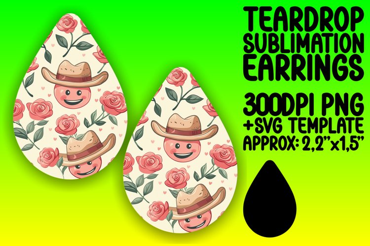 Smiling Smile Pattern Teardrop Earring Sublimation