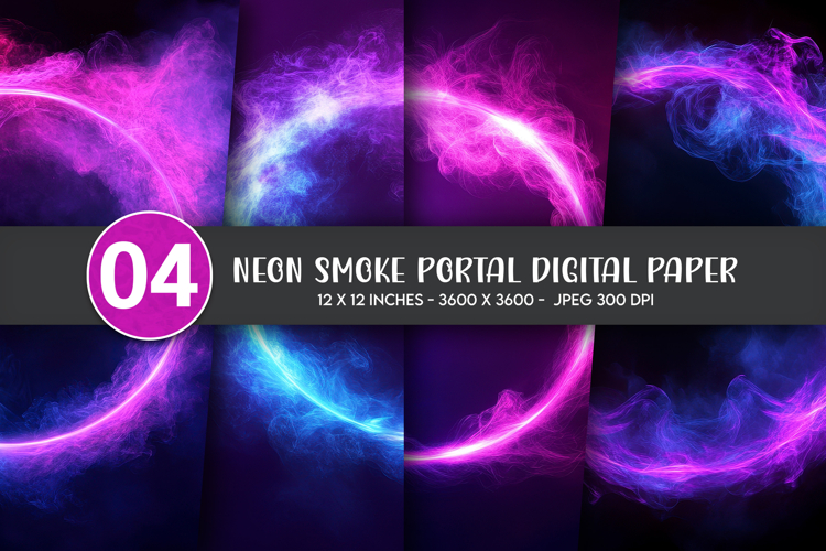 Neon Smoke Portal Digital Paper
