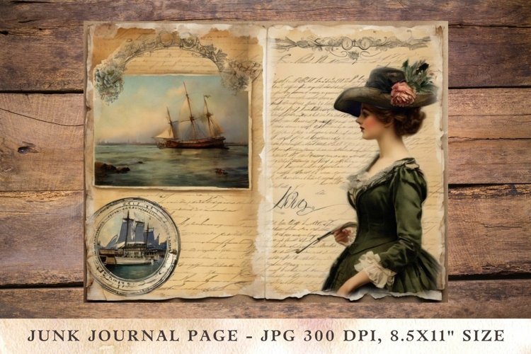 Printable Junk Journal Pages victorian girl 3 example image 1