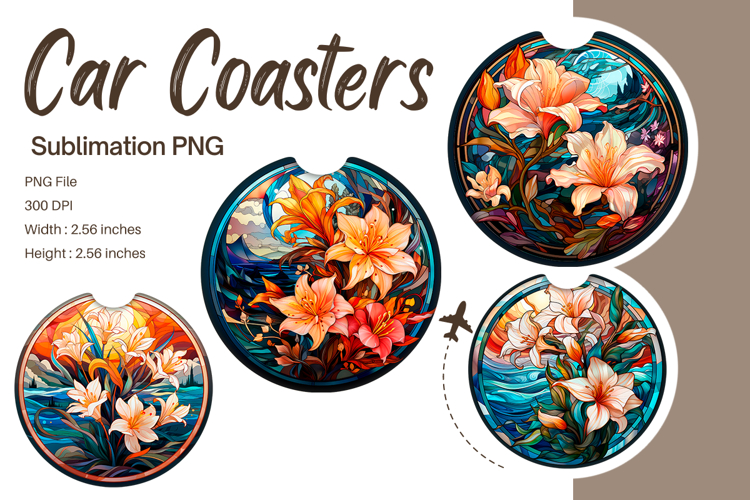 Flower Car Coasters Sublimation Keychains Accessories_36