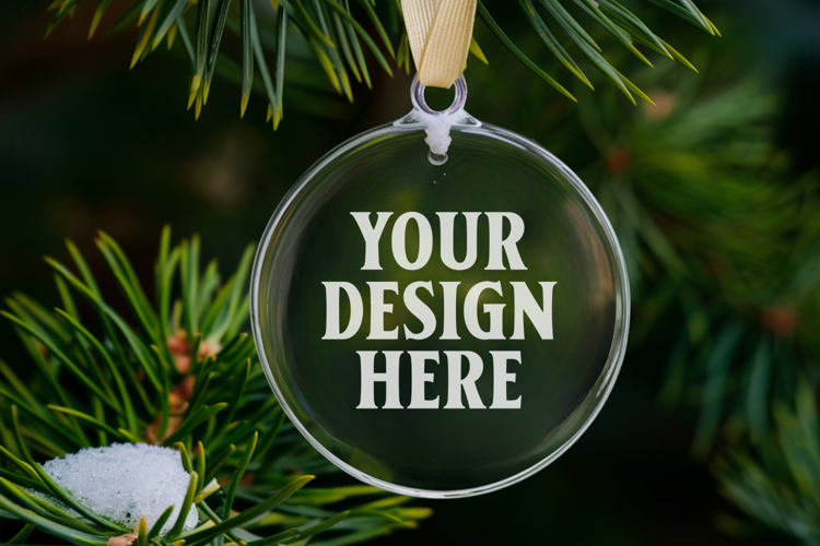 Acrylic Christmas Ornament Mockups | Clear Holiday Ornament