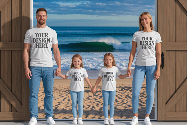 Bella Canvas 3001 Family Group T-Shirt Mockup example image 1