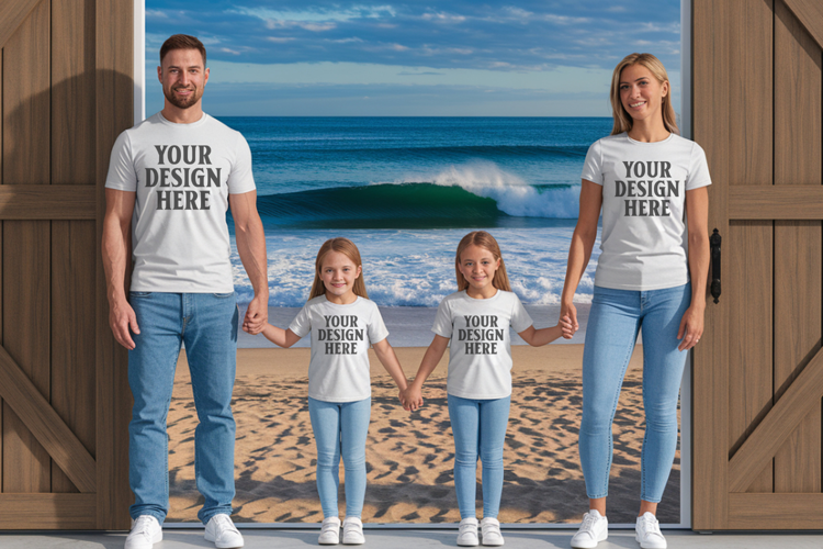 Bella Canvas 3001 Family Group T-Shirt Mockup