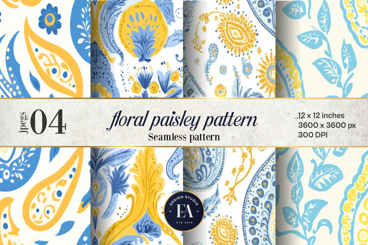 Botanical Paisley Digital paper |Indian Malabar pattern example image 1