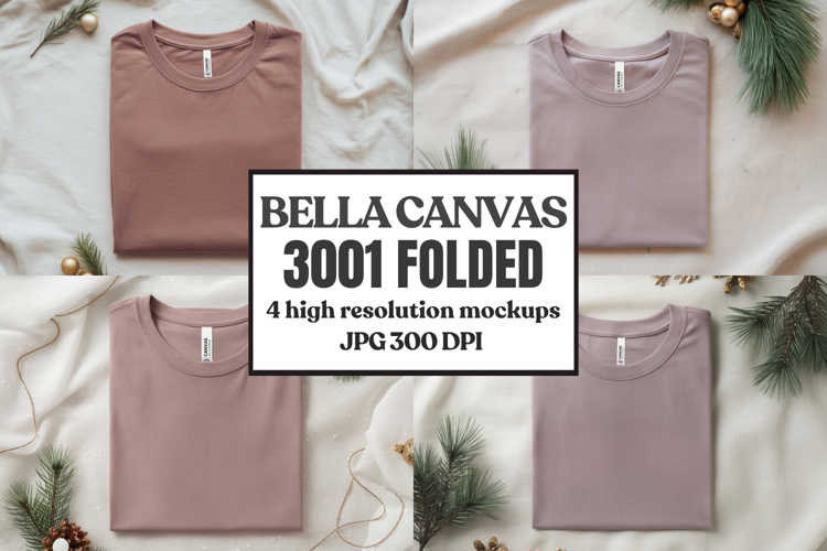 Christmas Bella Canvas 3001 Folded Tshirt Mockup