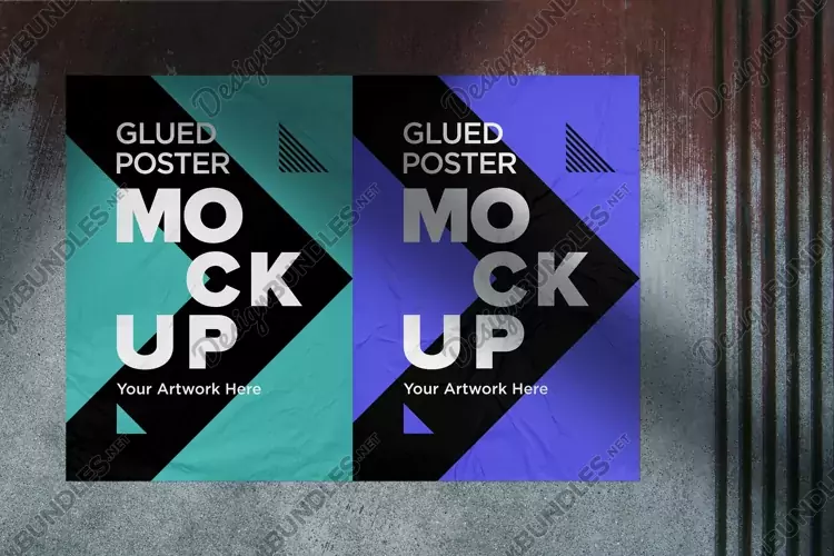 Glued and Crumpled Poster Mockup with Shadow Overlay