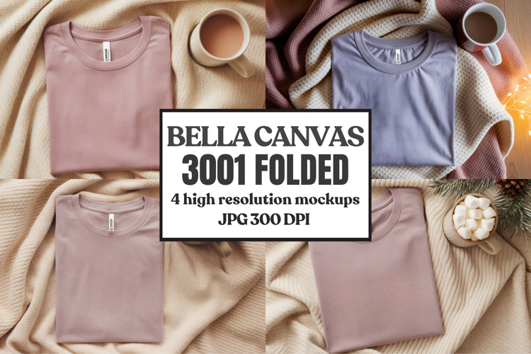 Christmas Bella Canvas 3001 Folded Tshirt Mockup