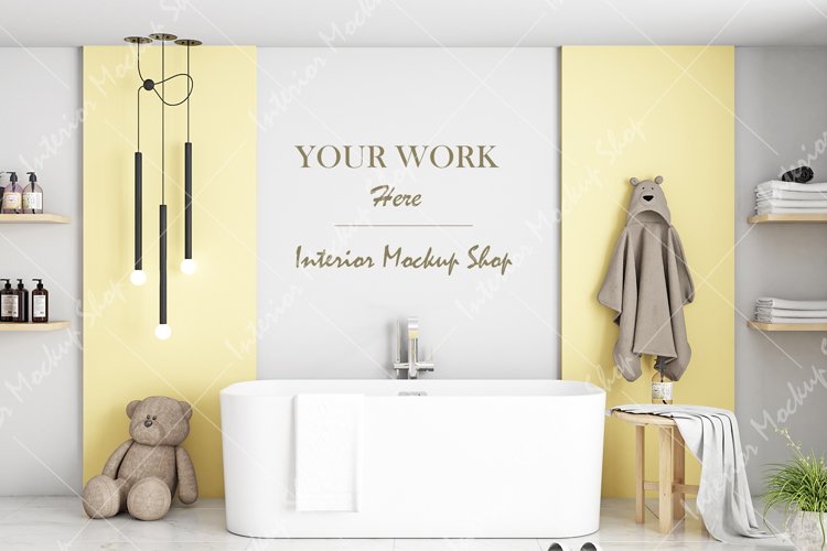 Mockup in interior, Blank wall mockup, Kids mockup example image 1