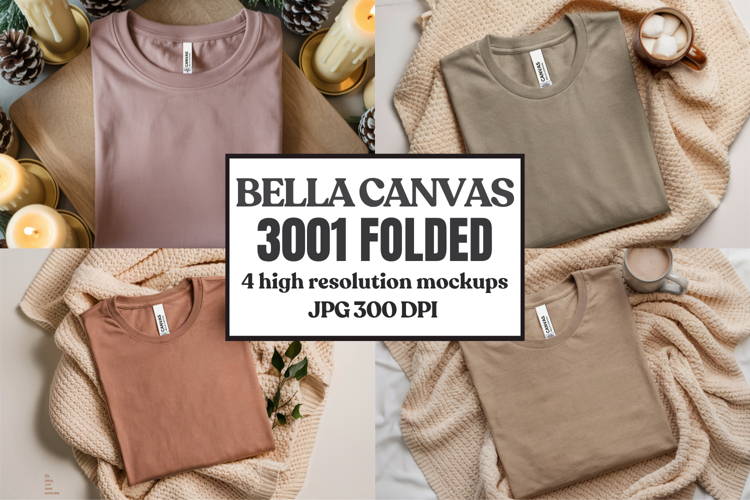 Christmas Bella Canvas 3001 Folded Tshirt Mockup