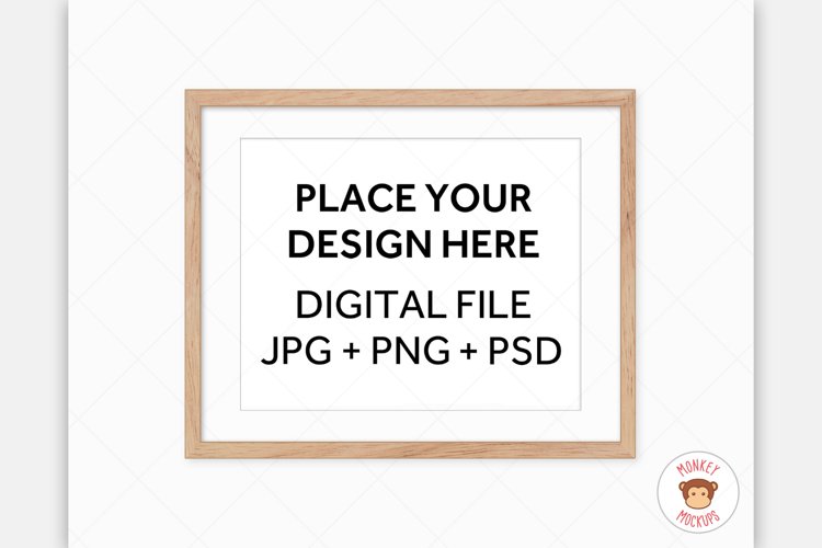 Wood Frame Mockup - Poster Mockup for Wall Art Digital Frame example image 1