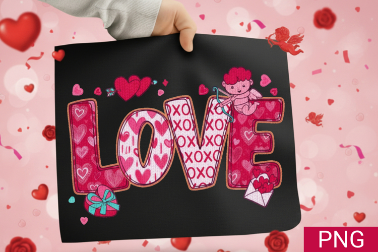 Valentine LOVE Sublimation PNG Retro Cupid and XOXO