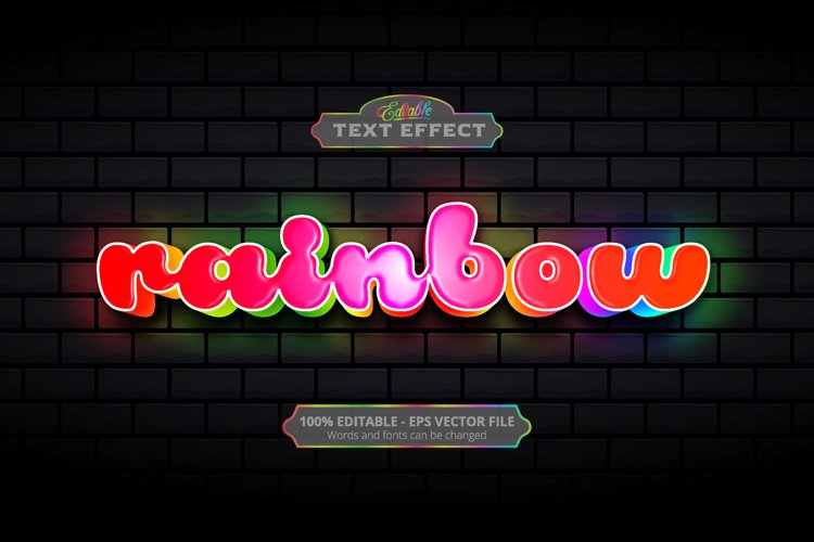 Editable text effect, rainbow text example image 1