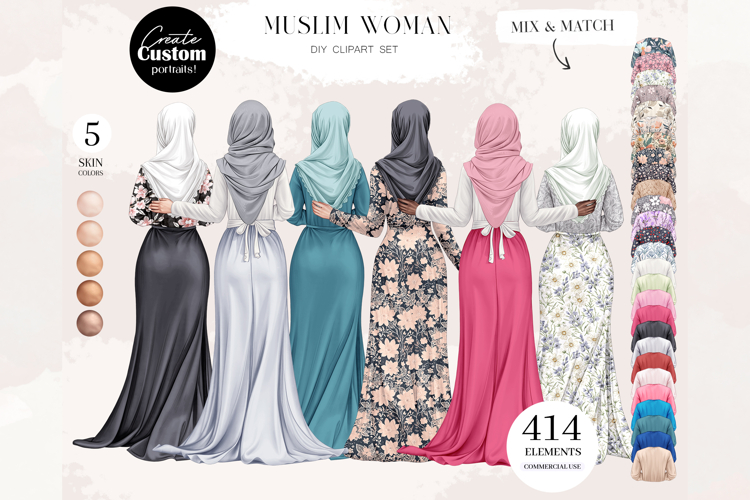 Muslim Woman Clipart Portrait Creator