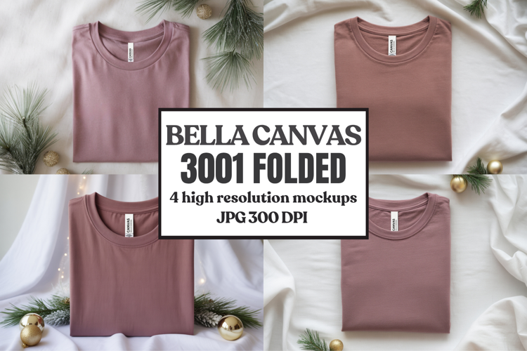Christmas Bella Canvas 3001 Folded Tshirt Mockup