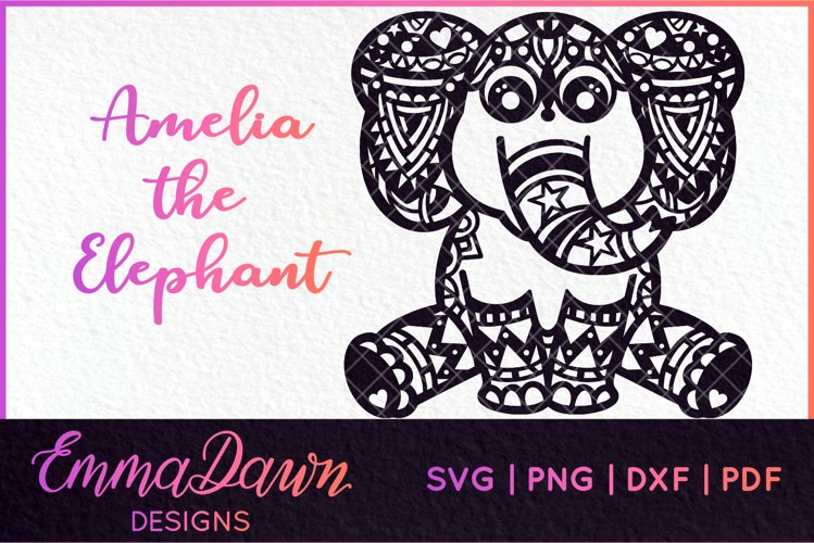 AMELIA THE ELEPHANT SVG MANDALA / ZENTANGLE DESIGN example image 1