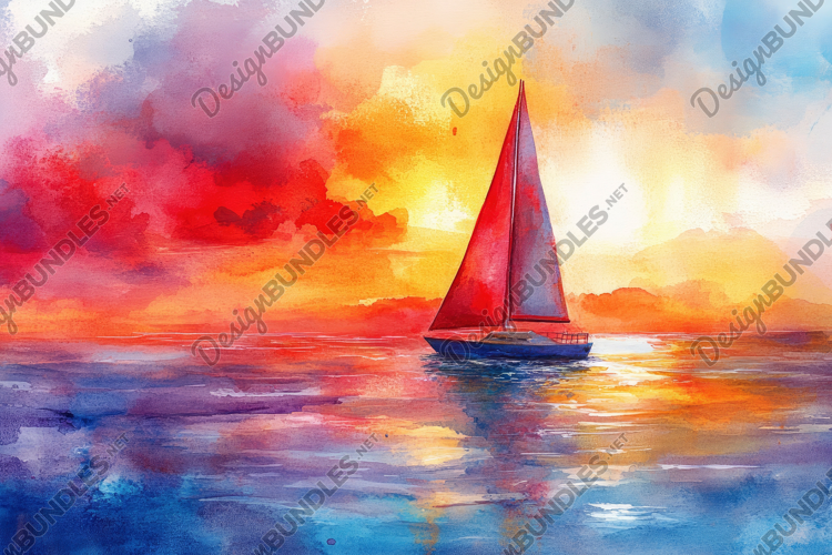 Watercolor Painting Sailboat Background Wallpaper
