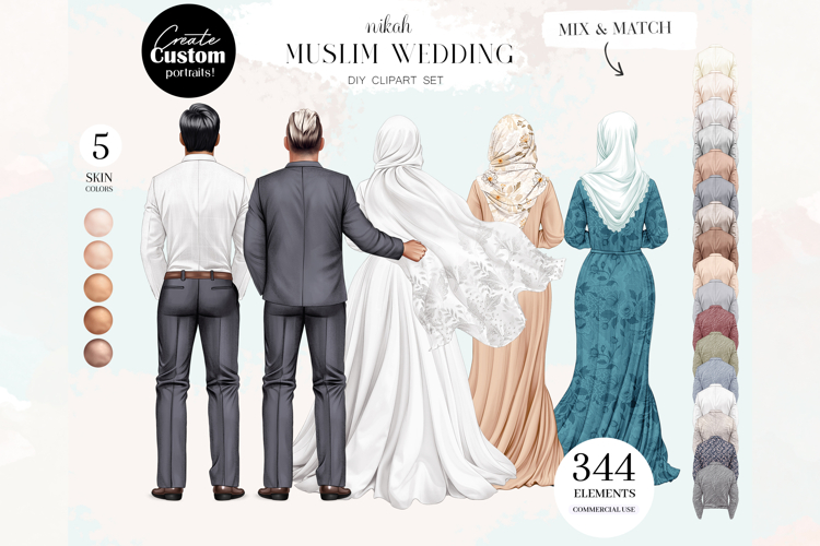 Nikah Muslim Wedding Clipart Portrait Creator