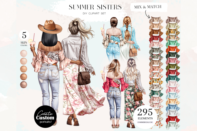 Western Sisters Clipart Portrait Creator