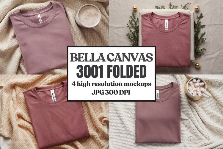 Christmas Bella Canvas 3001 Folded Tshirt Mockup