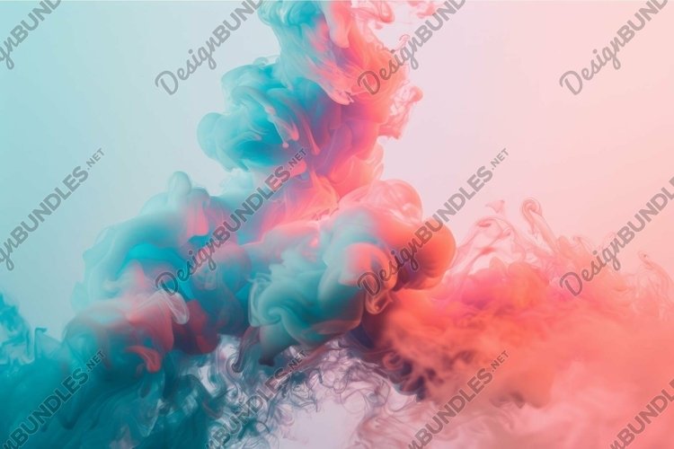 Colorful pink and blue ink mixing together creating abstract