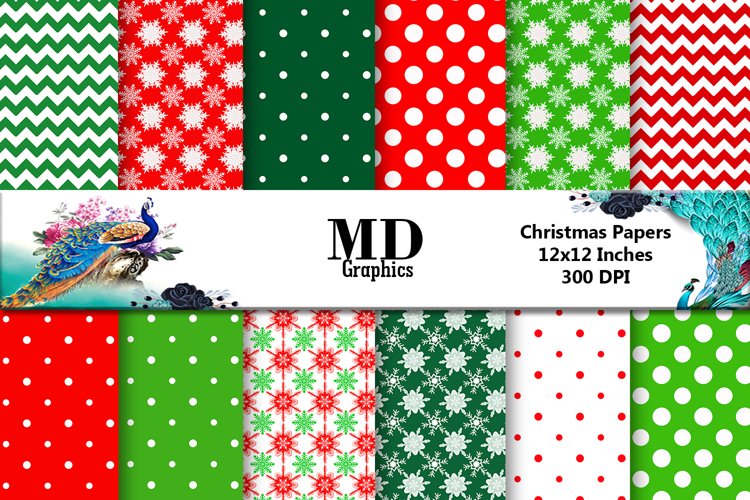 Christmas Papers, Scrapbooking Digital Papers, Printable example image 1