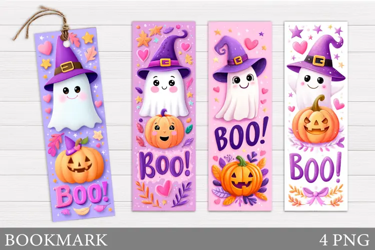 Cute Ghost Bookmark Printable. Cute Halloween Bookmark