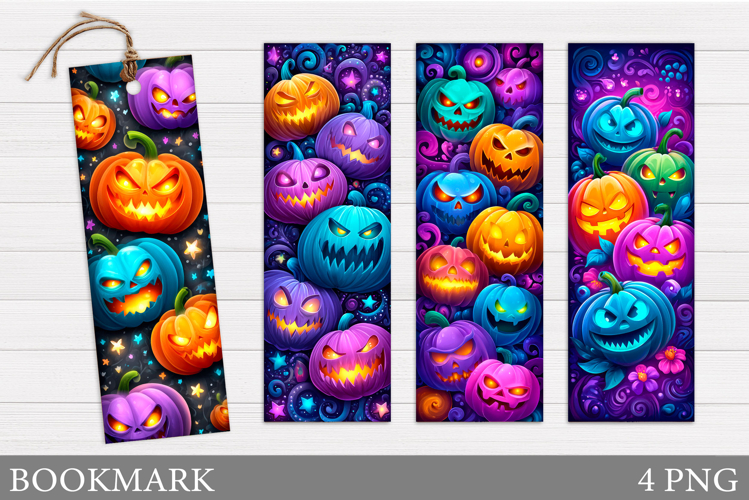 Scary Pumpkin Bookmark Design. Halloween Pumpkin Bookmark