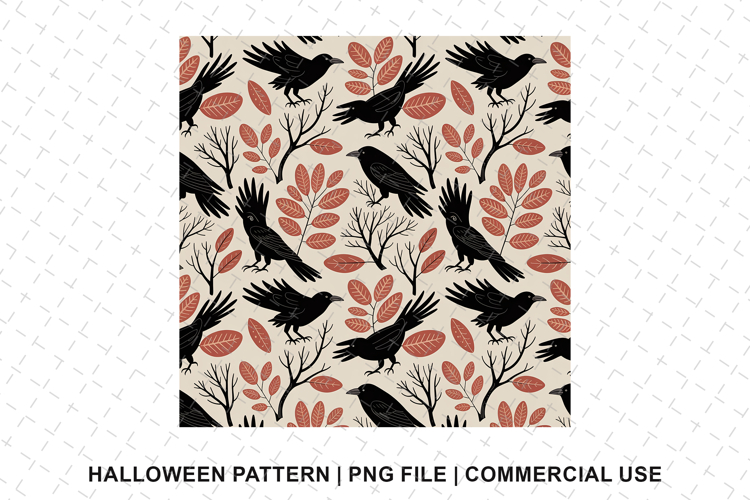 Halloween Crow Pattern Png | Sublimation | Digital Paper
